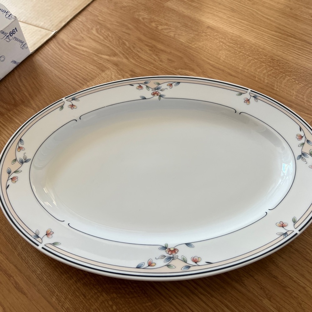 Princess House Oval Heritage Blossom Fine Porcelain Platter MADE IN JAPAN